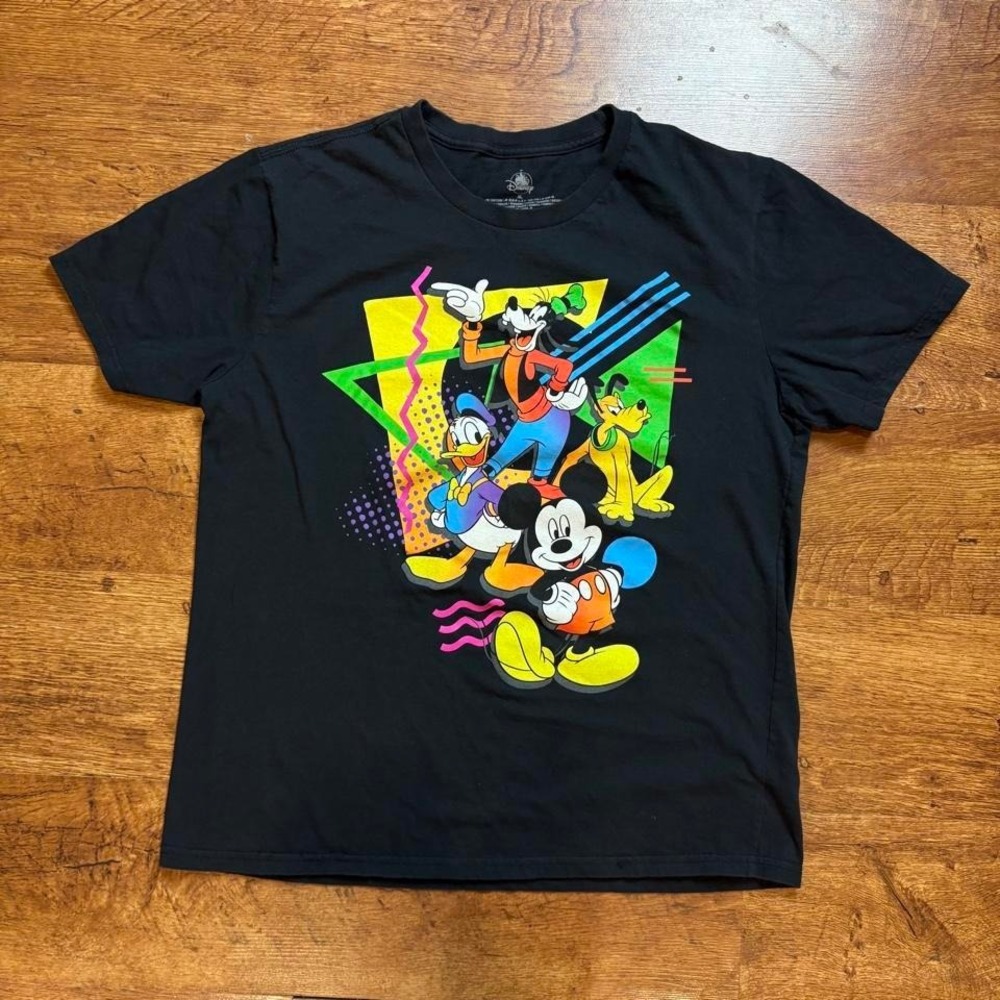 Disney Mickey Mouse, Donald Duck, Goofy & Pluto black graphic retro t-shirt